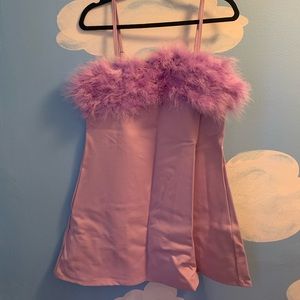 Purple sugar thrills fur top min dress